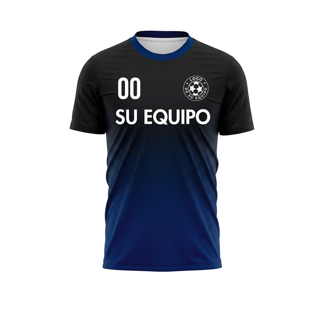 Negro Azul Semitono Degradado Camiseta de Fútbol Personalizada