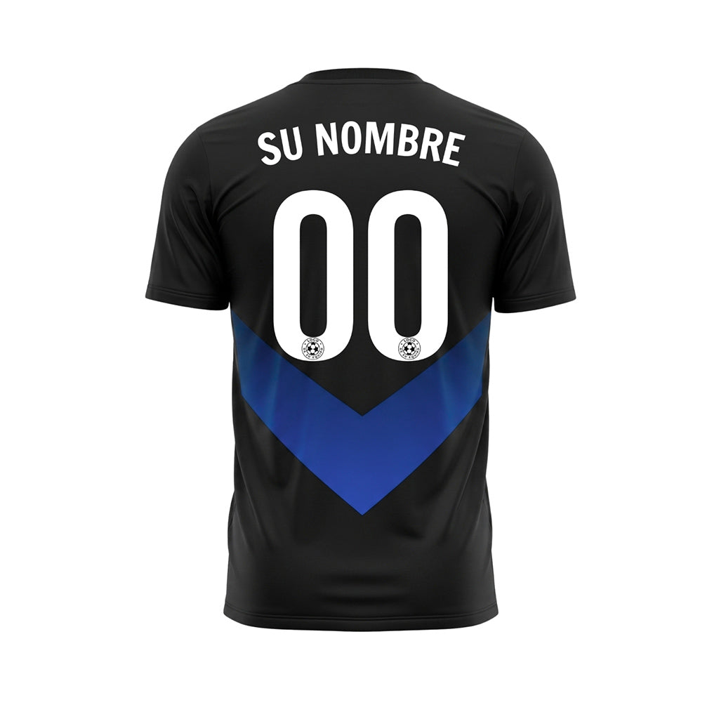 Negro Azul V Motivo Camiseta de Fútbol Personalizada