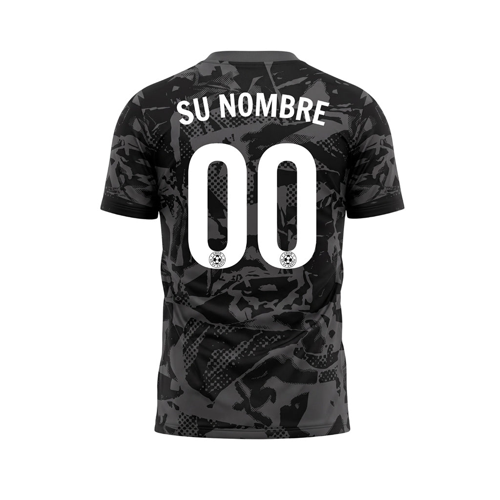 Negro Gris Abstracto Camuflaje Camiseta de Fútbol Personalizada