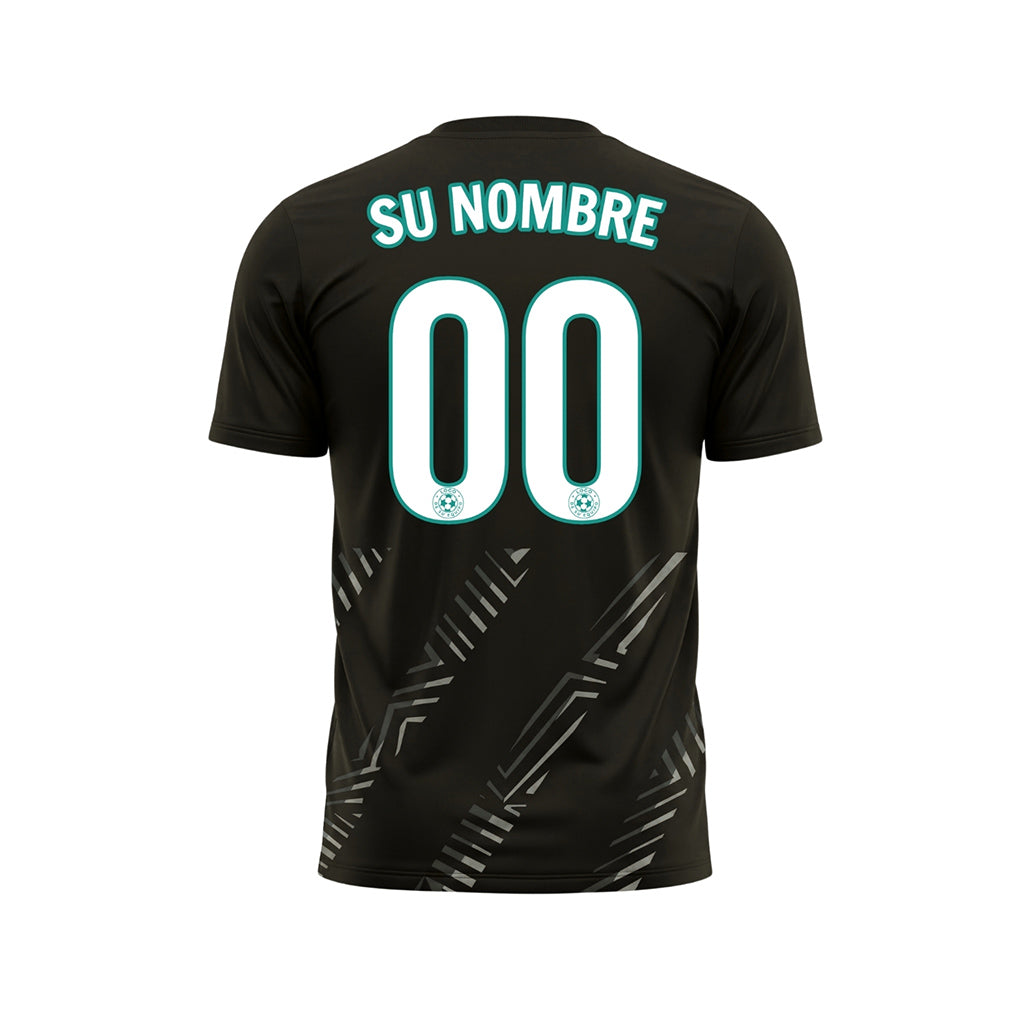 Negro Gris Diagonales Rayas Camiseta de Fútbol Personalizada