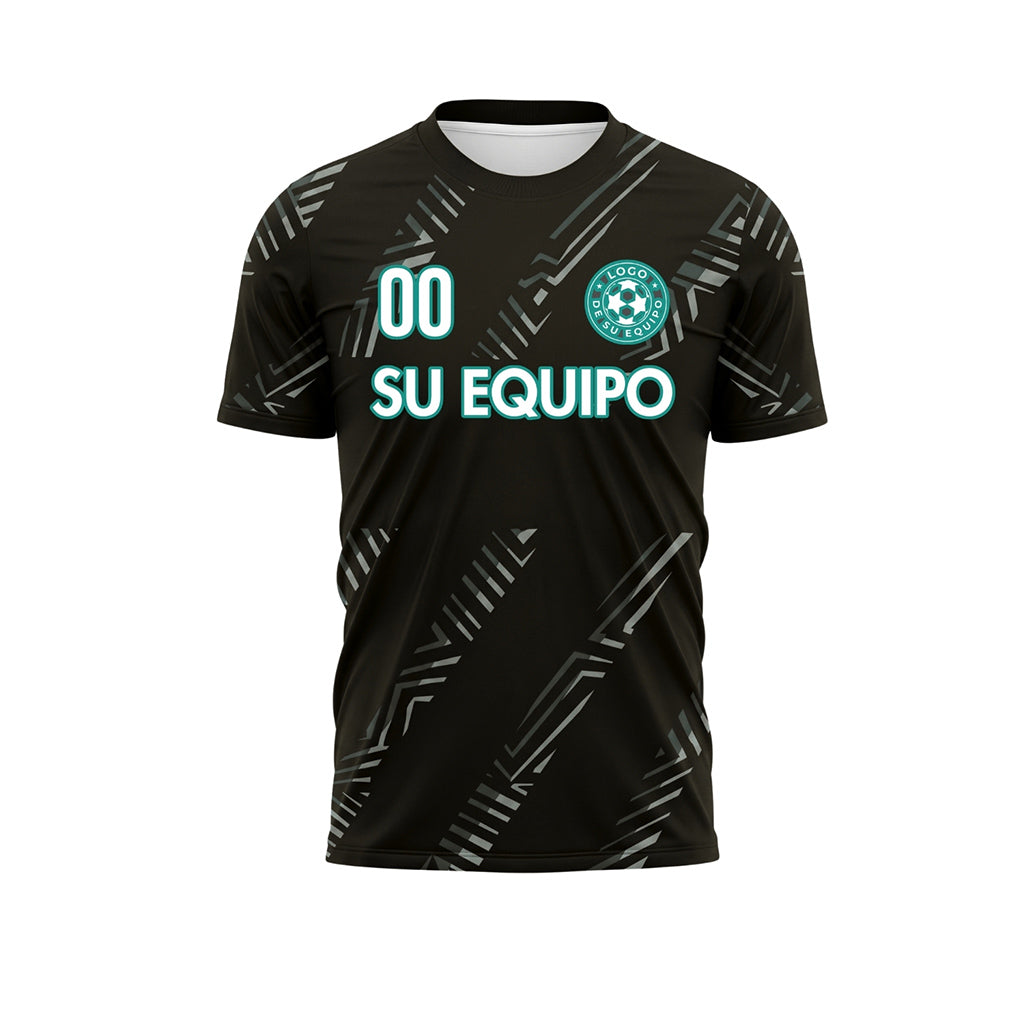 Negro Gris Diagonales Rayas Camiseta de Fútbol Personalizada