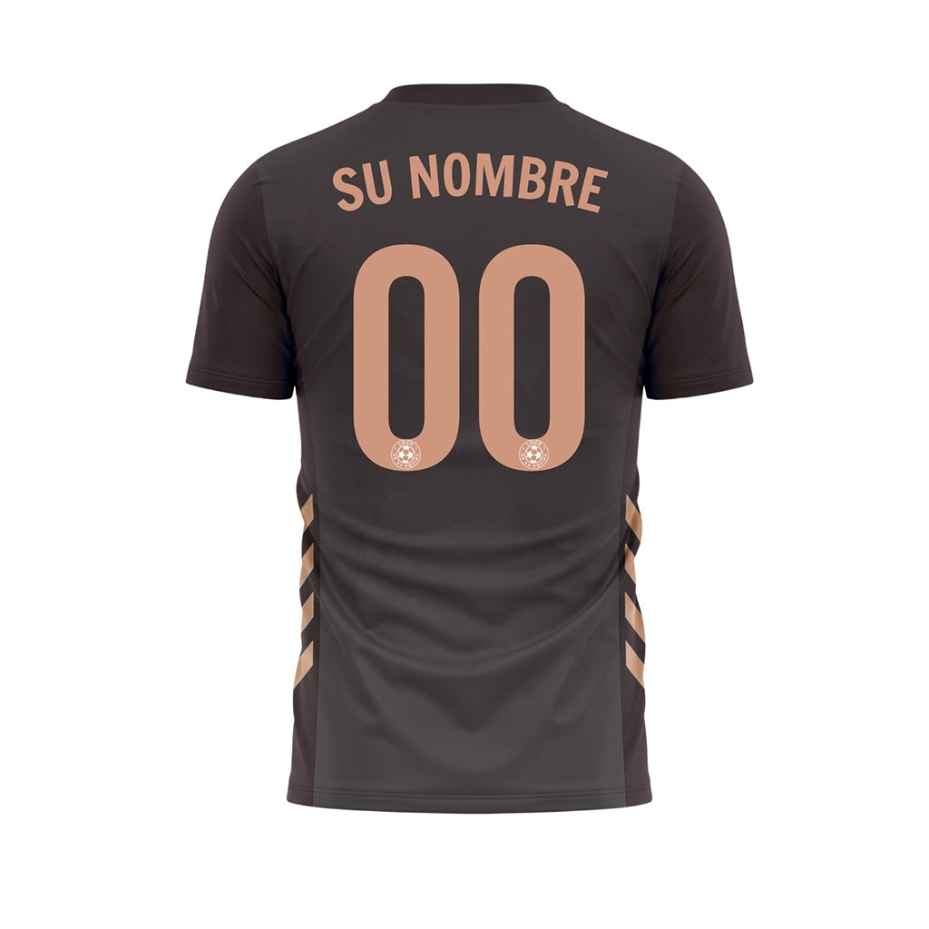 Negro Gris Geométrico Motivo Camiseta de Fútbol Personalizada