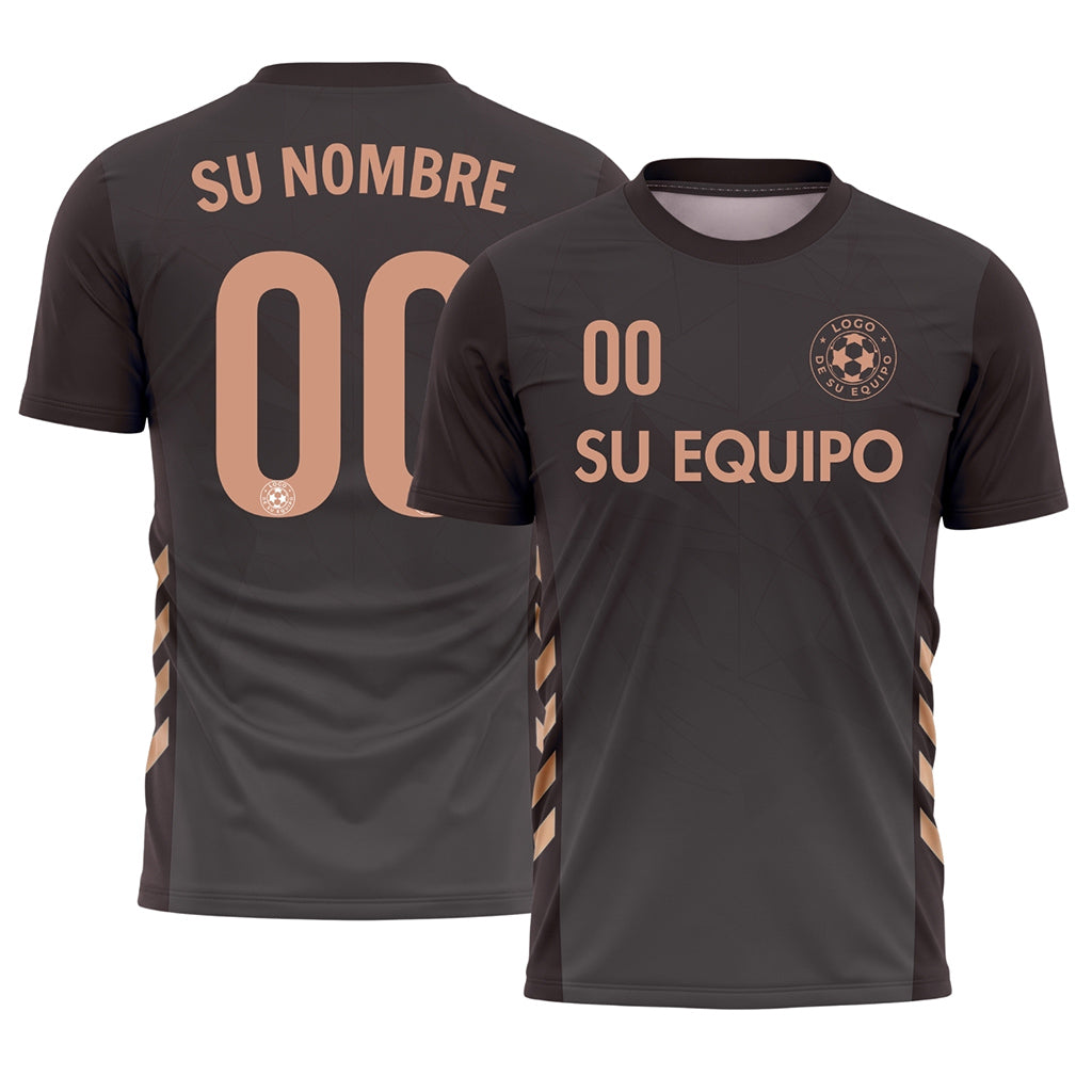 Negro Gris Geométrico Motivo Camiseta de Fútbol Personalizada