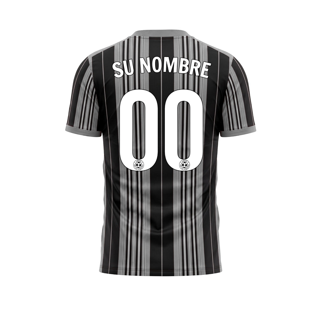 Negro Gris Rayado Camiseta de Fútbol Personalizada