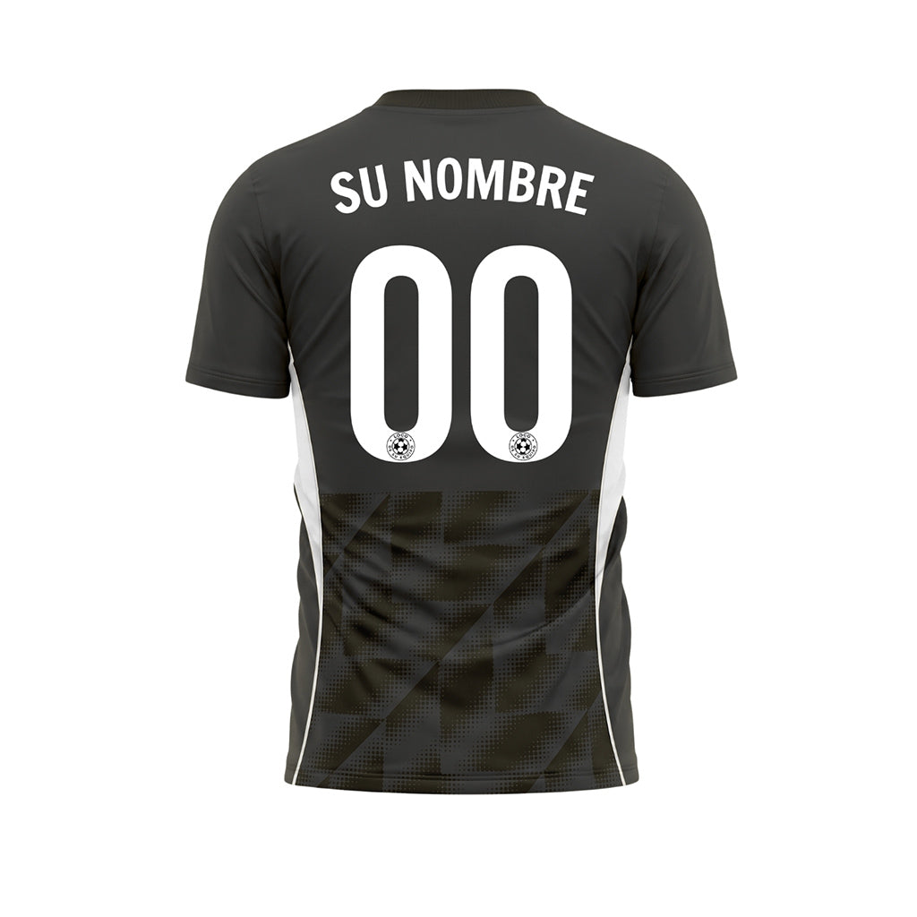 Negro Gris Semitono Geométrico Motivo Camiseta de Fútbol Personalizada