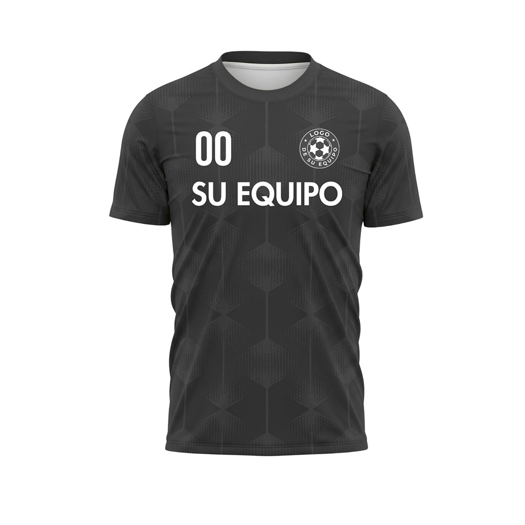 Negro Gris Hexágono Motivo Camiseta de Fútbol Personalizada