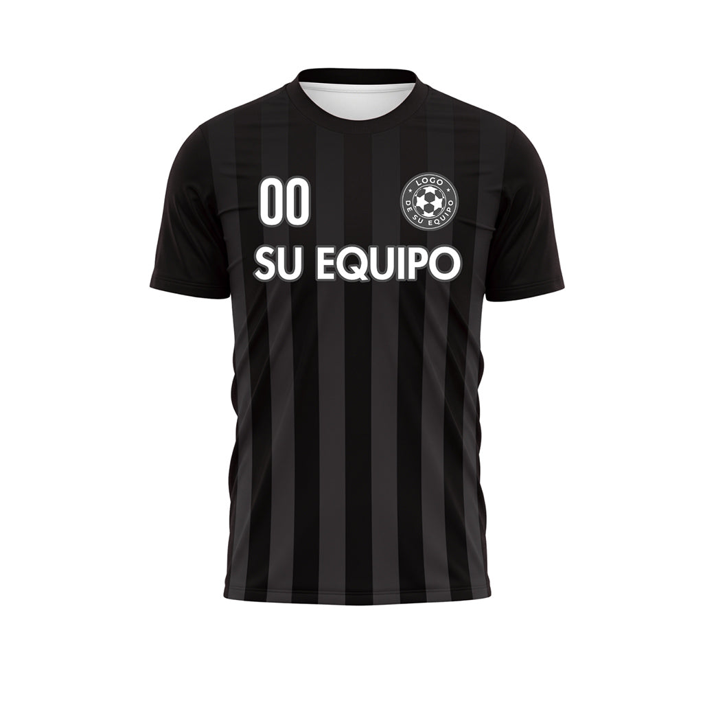 Negro Gris Verticales Rayas Camiseta de Fútbol Personalizada