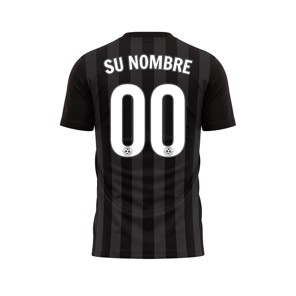Negro Gris Verticales Rayas Camiseta de Fútbol Personalizada