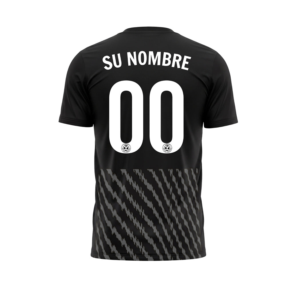 Negro Gris Zigzag Rayas Camiseta de Fútbol Personalizada