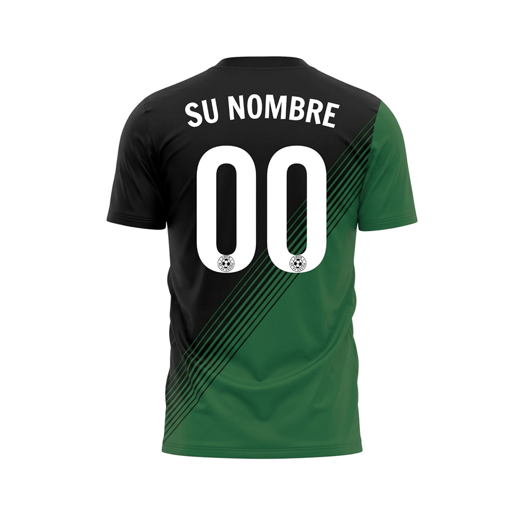 Negro Verde Diagonales Rayas Camiseta de Fútbol Personalizada