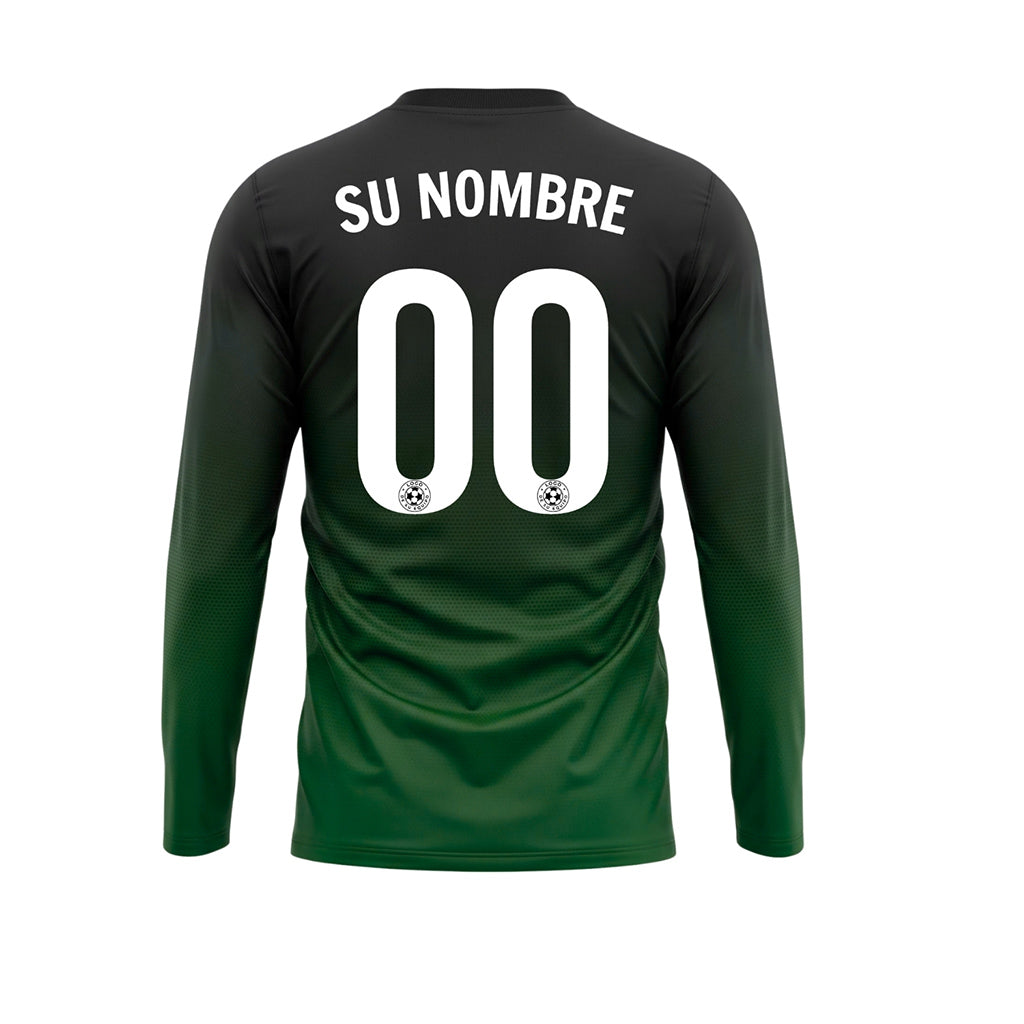 Negro Verde Degradado de Lunares Camiseta de Fútbol Personalizada de Manga Larga