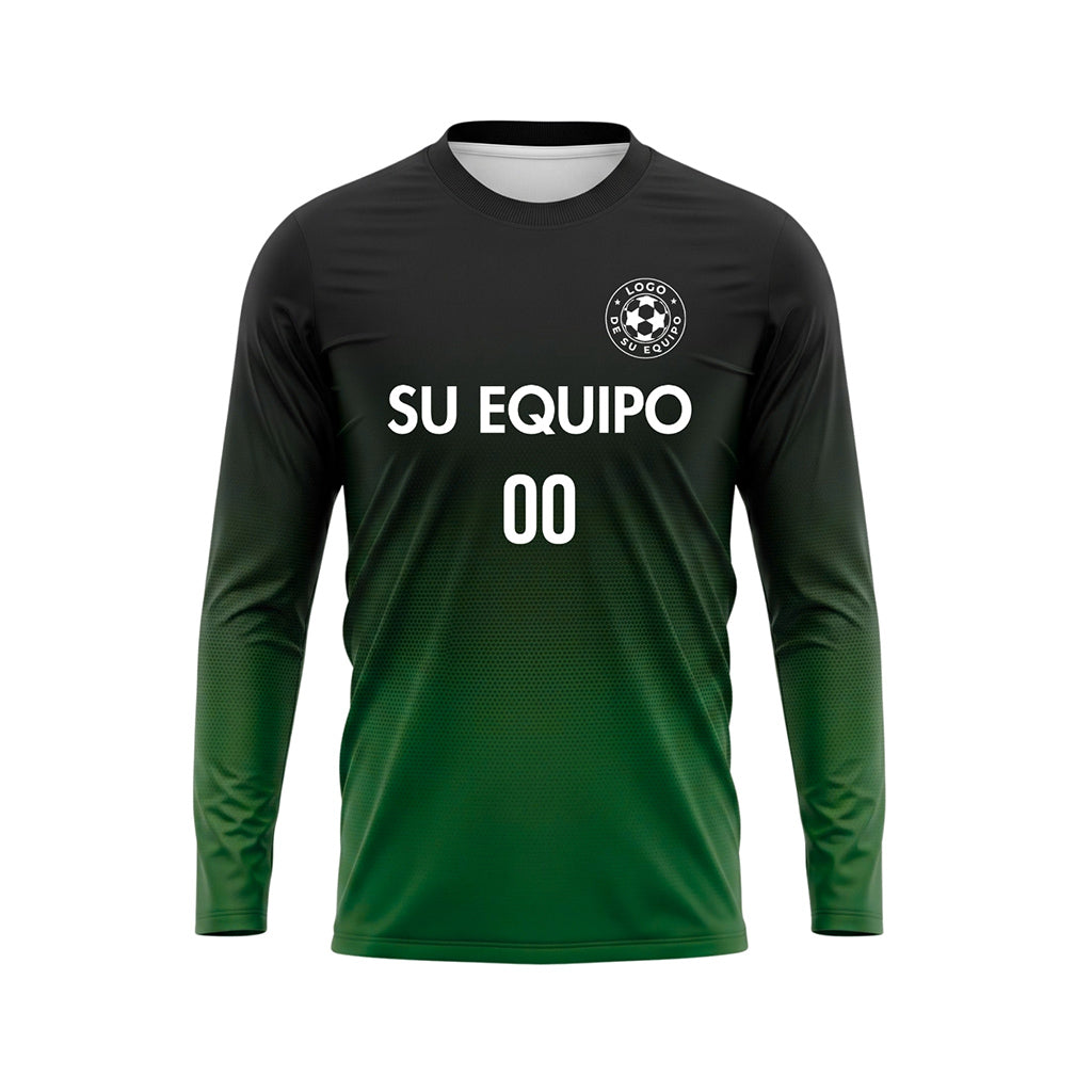 Negro Verde Degradado de Lunares Camiseta de Fútbol Personalizada de Manga Larga