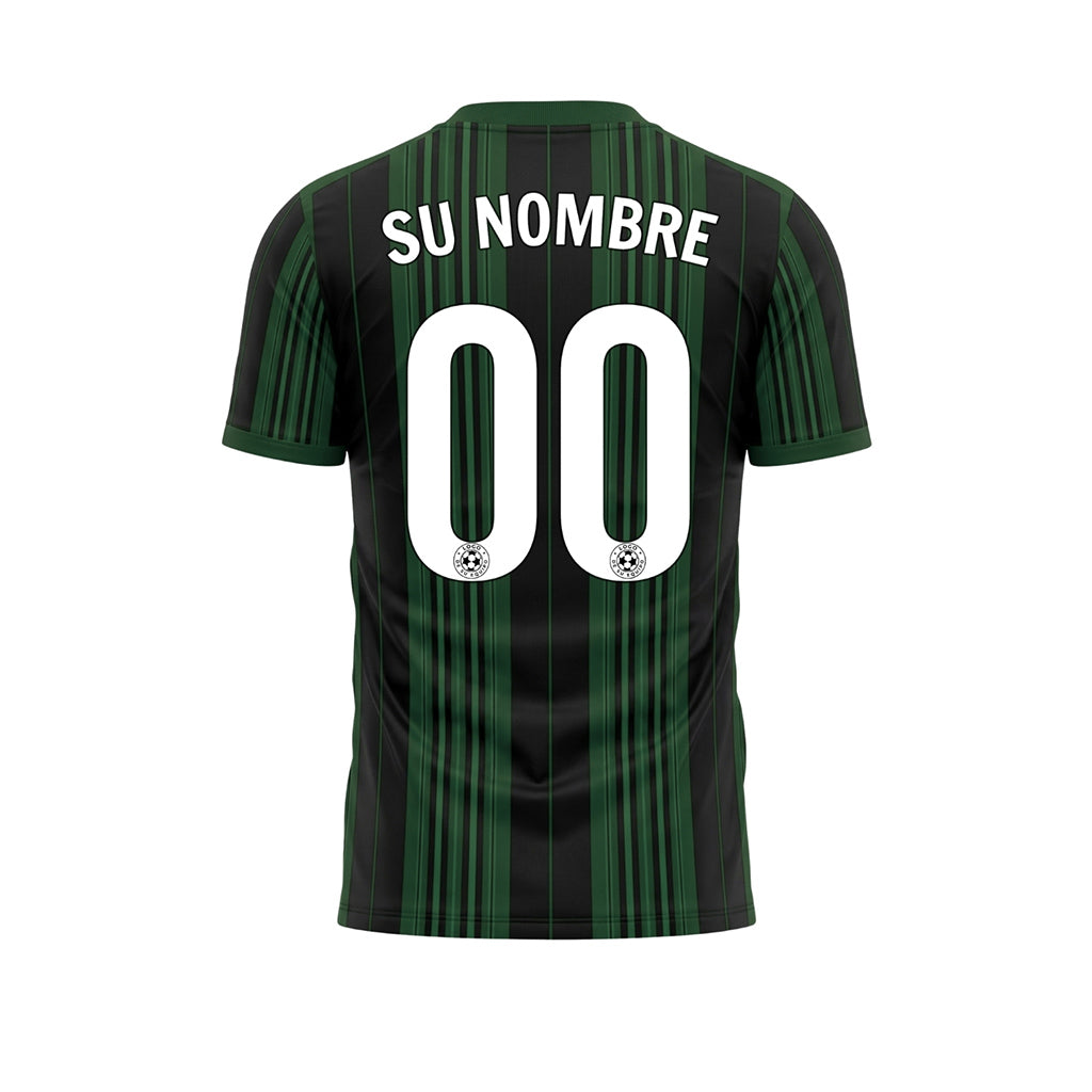Negro Verde Rayado Camiseta de Fútbol Personalizada