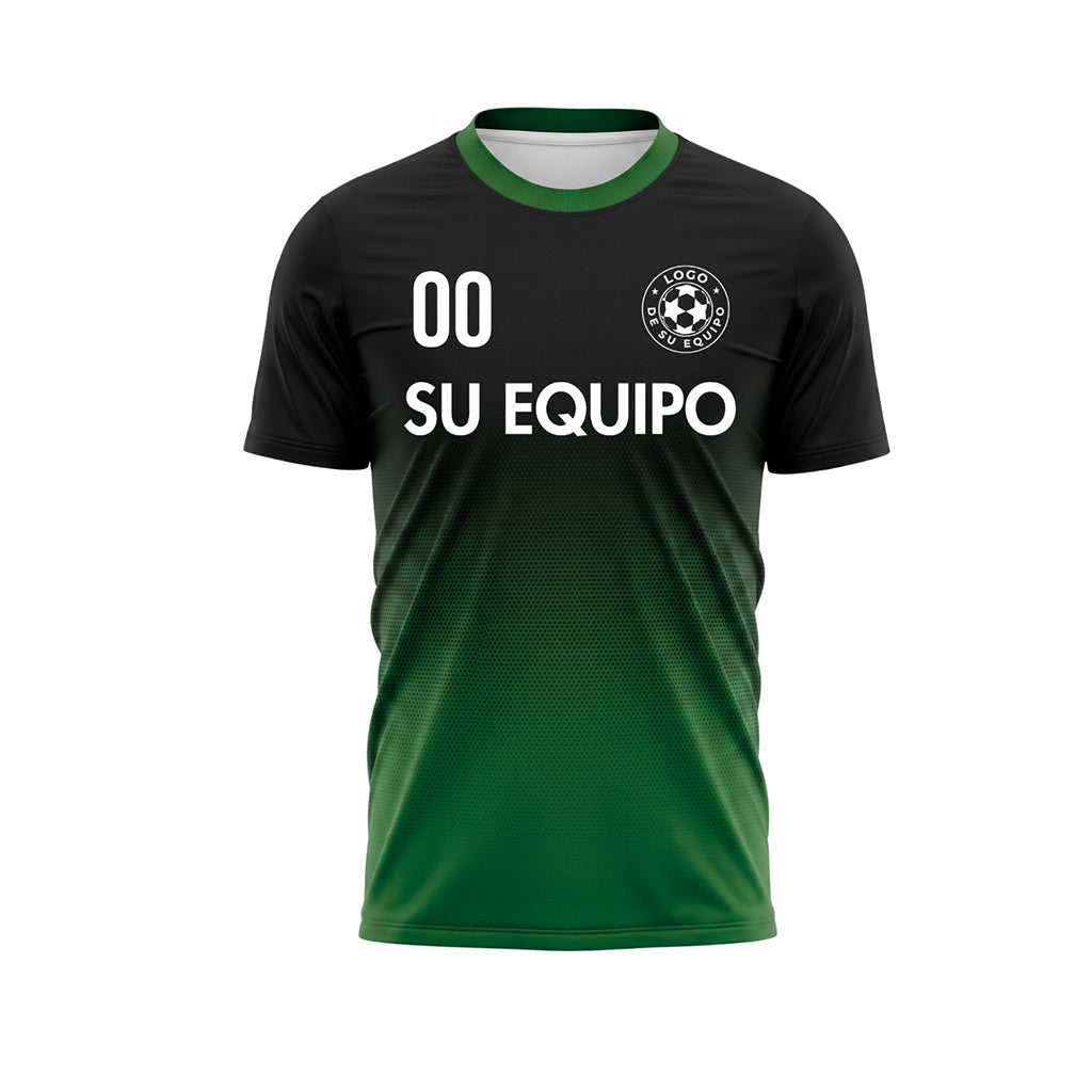 Negro Verde Semitono Degradado Camiseta de Fútbol Personalizada