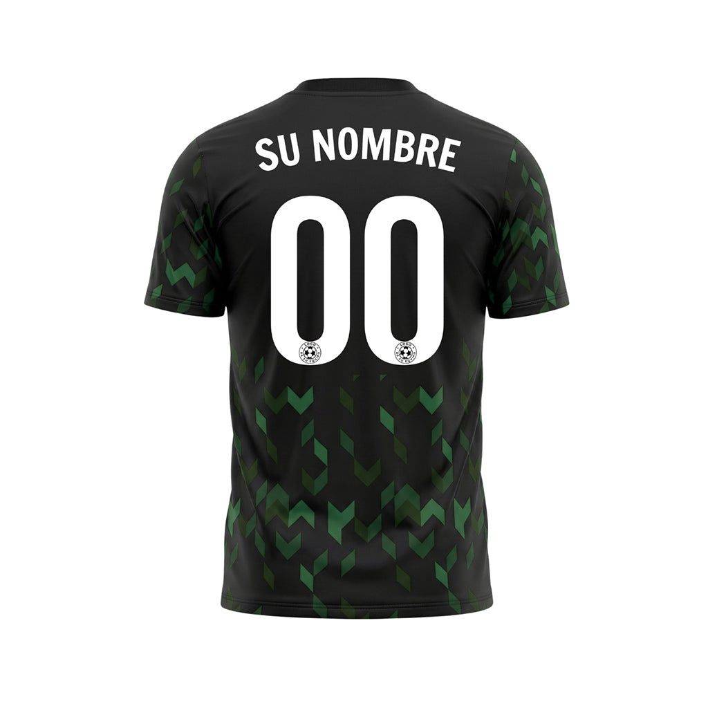 Negro Verde Flecha Geométrico Motivo Camiseta de Fútbol Personalizada