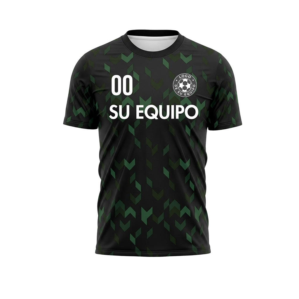 Negro Verde Flecha Geométrico Motivo Camiseta de Fútbol Personalizada
