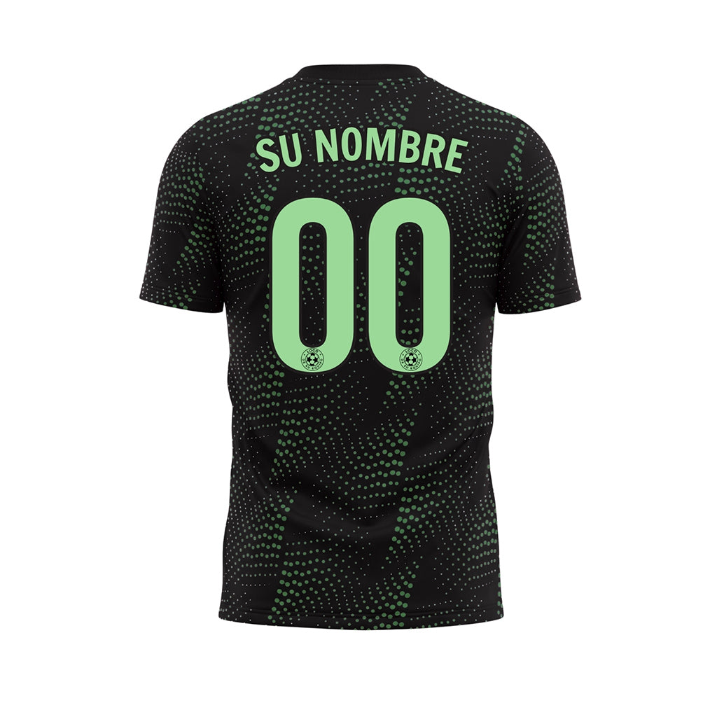 Negro Verde Puntos Motivo Camiseta de Fútbol Personalizada