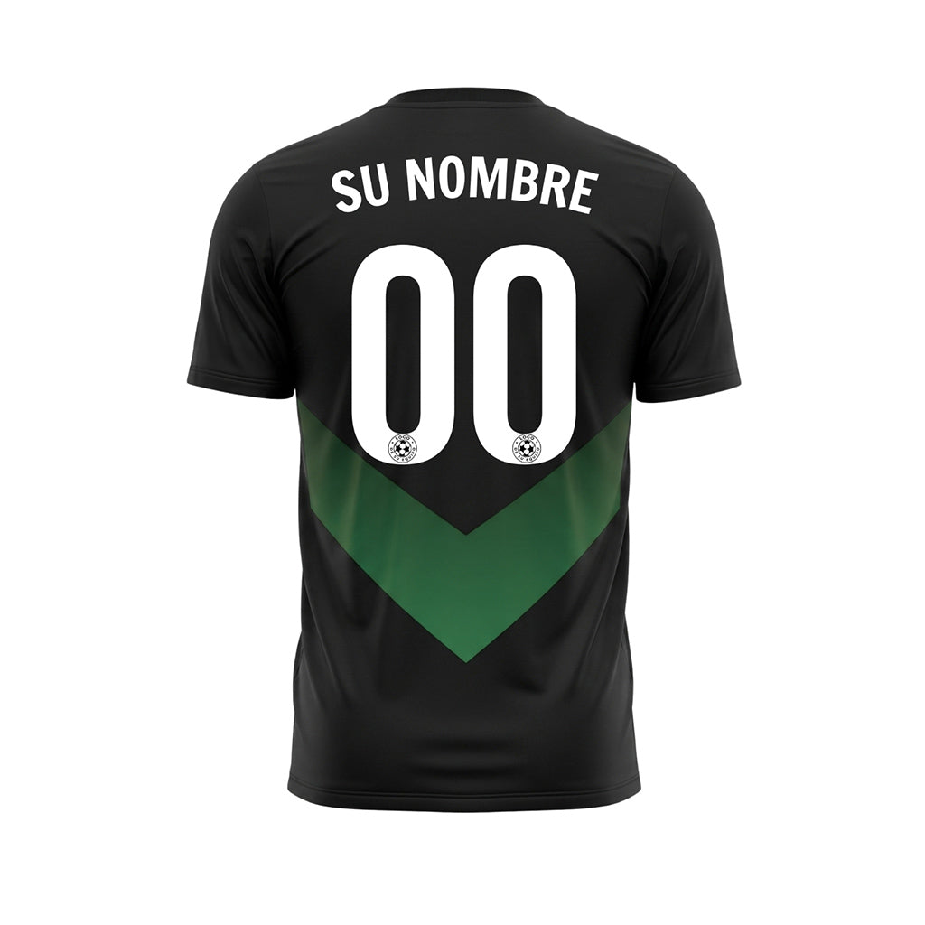 Negro Verde V Motivo Camiseta de Fútbol Personalizada
