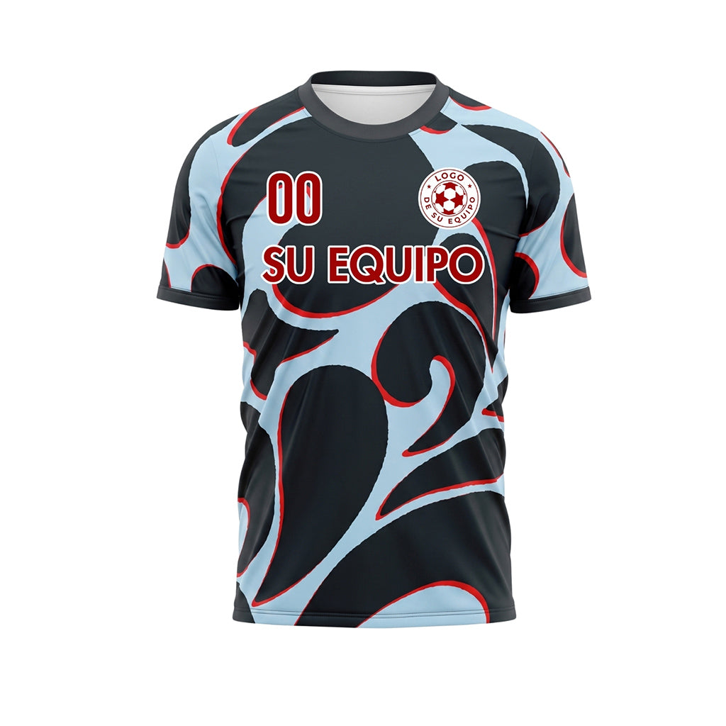 Negro Azul Claro Abstracto Motivo Camiseta de Fútbol Personalizada