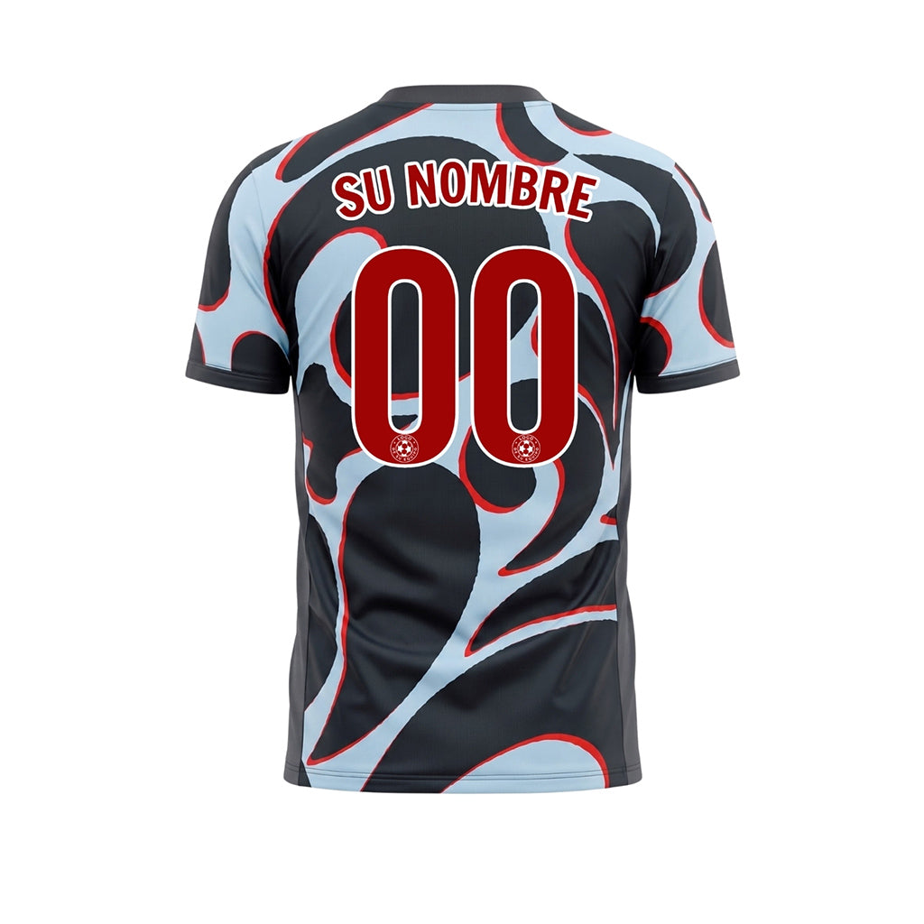 Negro Azul Claro Abstracto Motivo Camiseta de Fútbol Personalizada