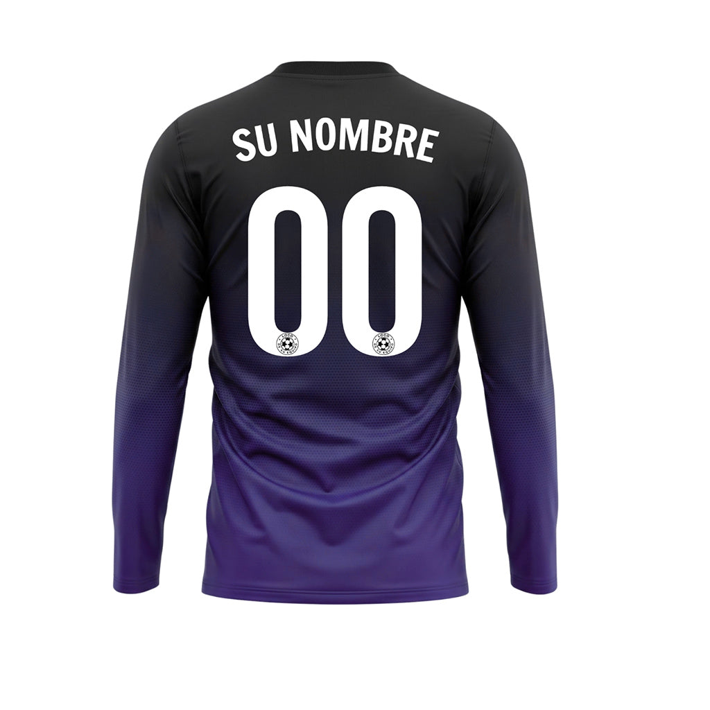 Negro Violeta Degradado de Lunares Camiseta de Fútbol Personalizada de Manga Larga