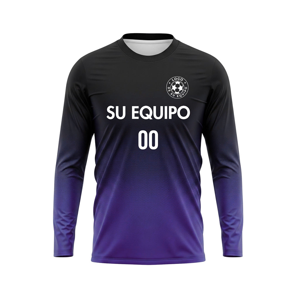 Negro Violeta Degradado de Lunares Camiseta de Fútbol Personalizada de Manga Larga