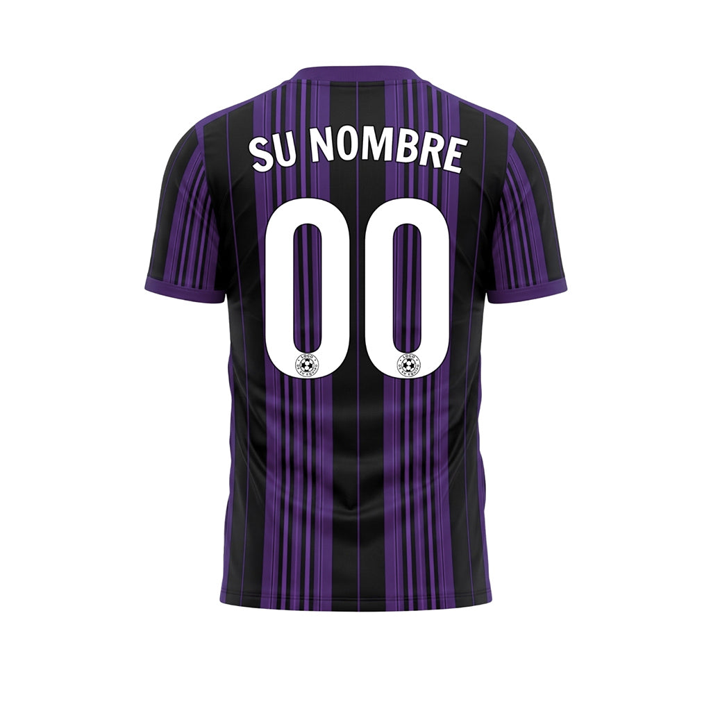 Negro Violeta Rayado Camiseta de Fútbol Personalizada