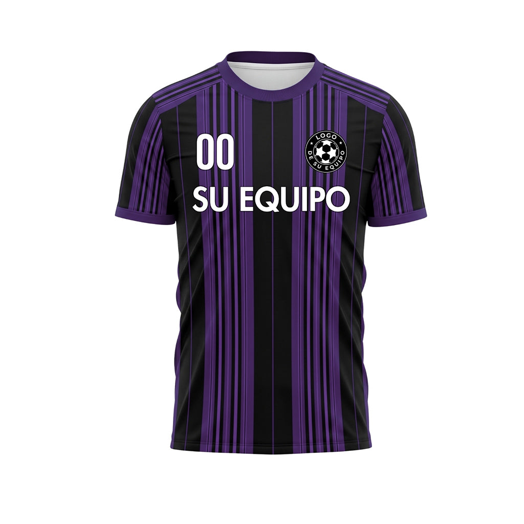 Negro Violeta Rayado Camiseta de Fútbol Personalizada
