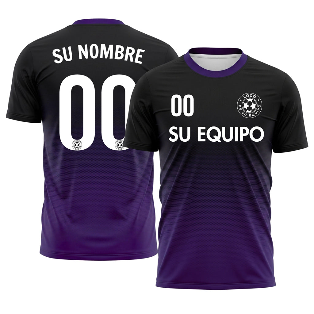 Negro Violeta Semitono Degradado Camiseta de Fútbol Personalizada