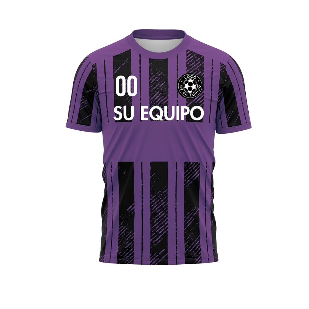 Negro Violeta Discontinuas Diagonales Rayas Longitudinales Motivo Camiseta de Fútbol Personalizada