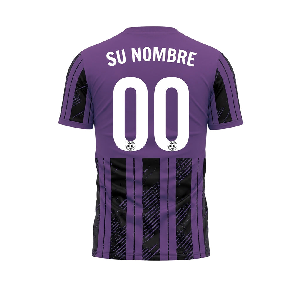 Negro Violeta Discontinuas Diagonales Rayas Longitudinales Motivo Camiseta de Fútbol Personalizada