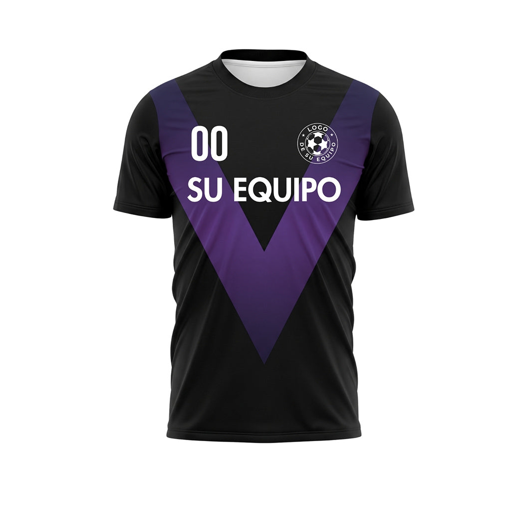 Negro Violeta V Motivo Camiseta de Fútbol Personalizada