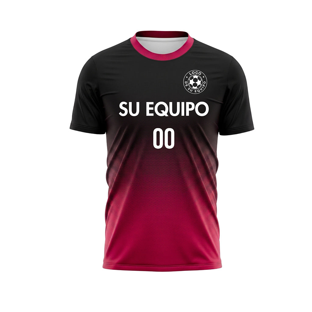 Negro Magenta Semitono Degradado Camiseta de Fútbol Personalizada