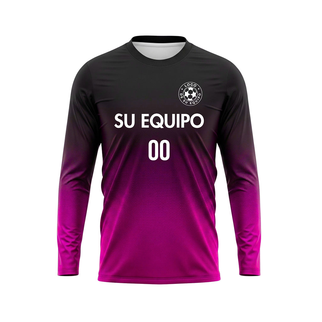 Negro Rosa Degradado de Lunares Camiseta de Fútbol Personalizada de Manga Larga