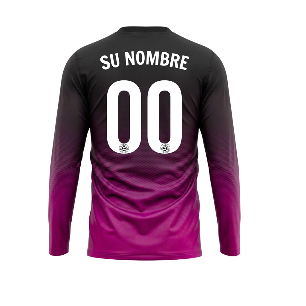 Negro Rosa Degradado de Lunares Camiseta de Fútbol Personalizada de Manga Larga