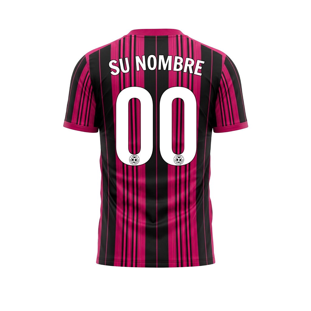 Negro Rosa Rayado Camiseta de Fútbol Personalizada