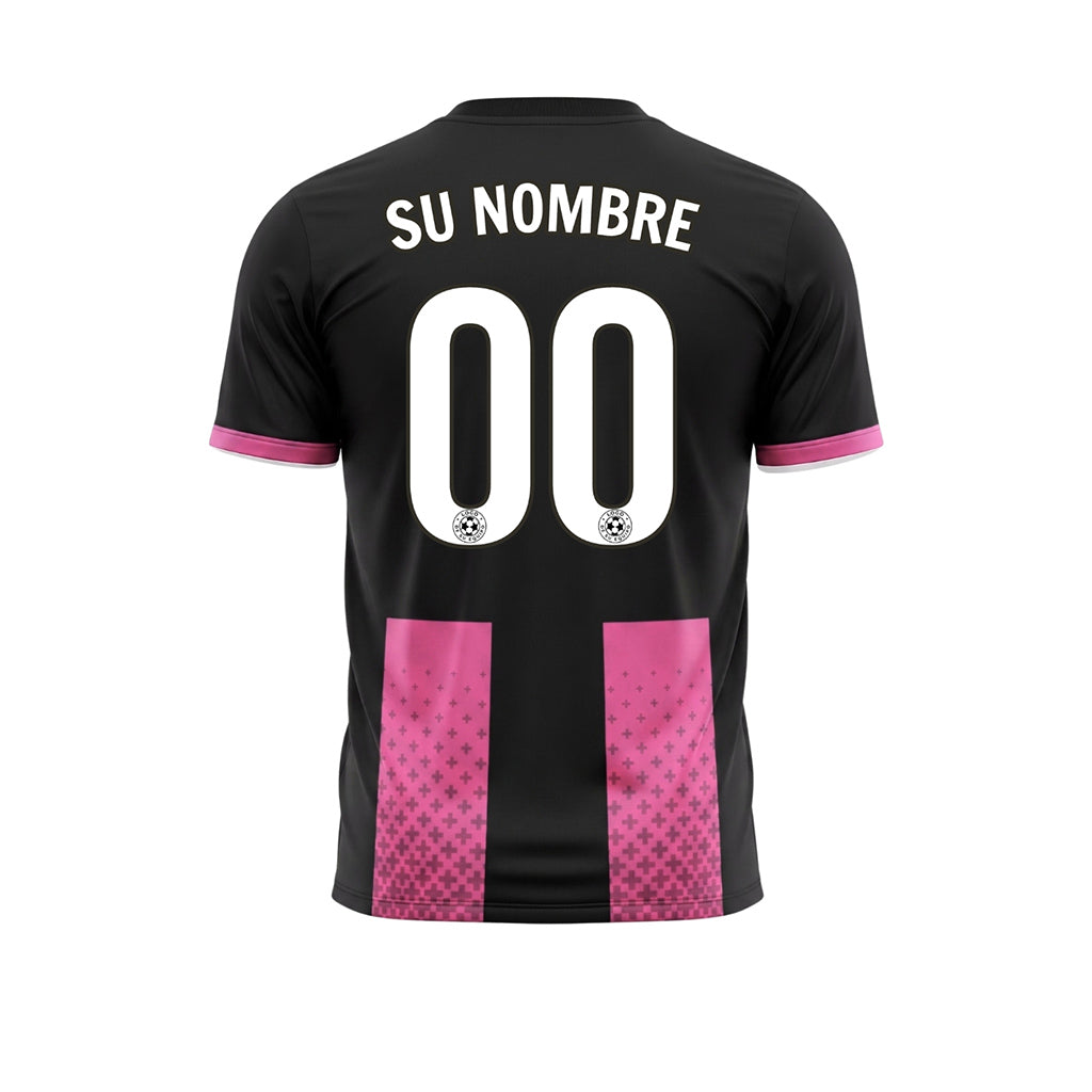 Negro Rosa Cruz Motivo Camiseta de Fútbol Personalizada