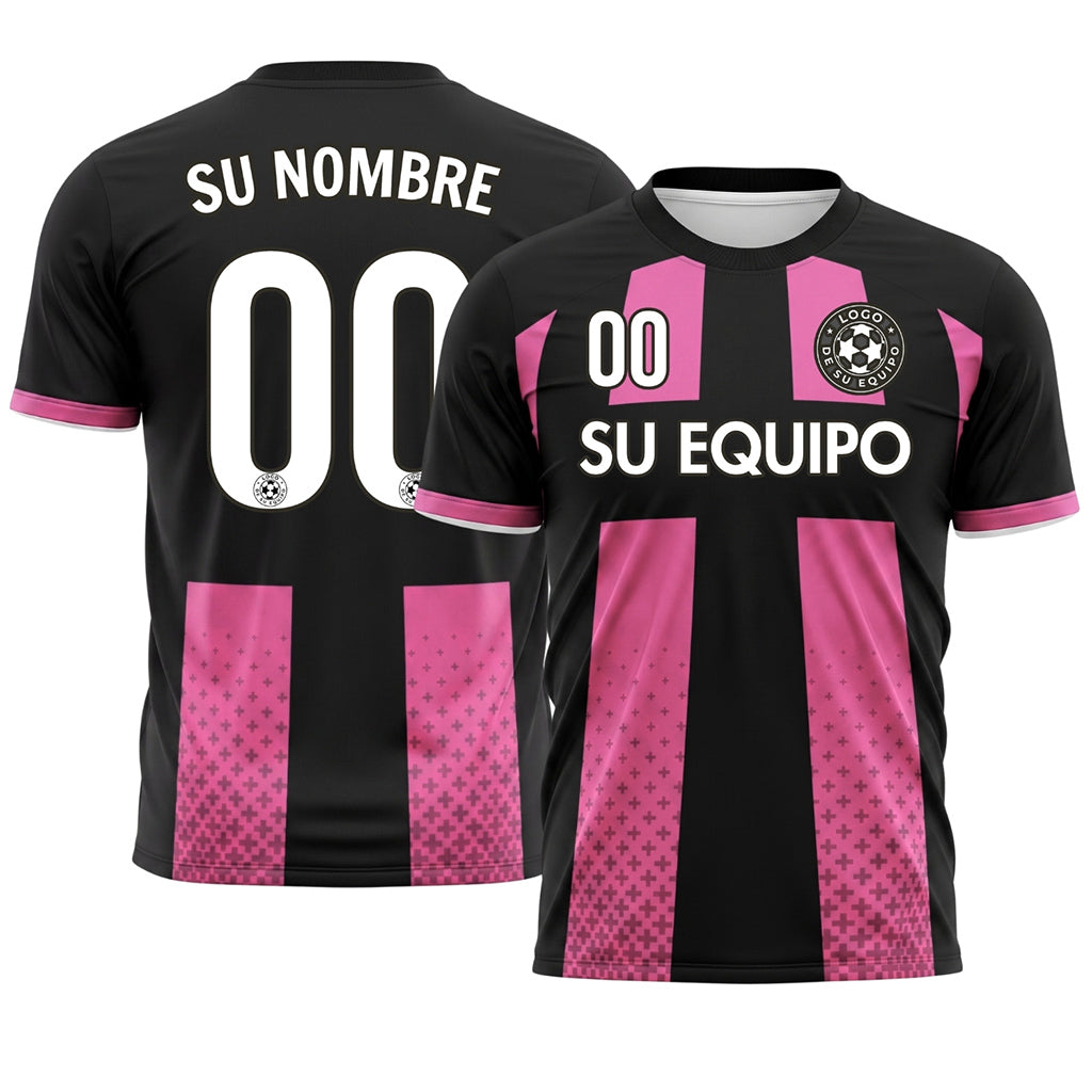 Negro Rosa Cruz Motivo Camiseta de Fútbol Personalizada