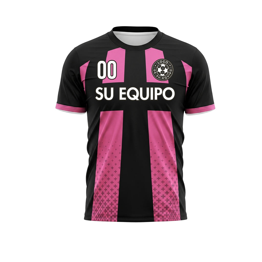 Negro Rosa Cruz Motivo Camiseta de Fútbol Personalizada