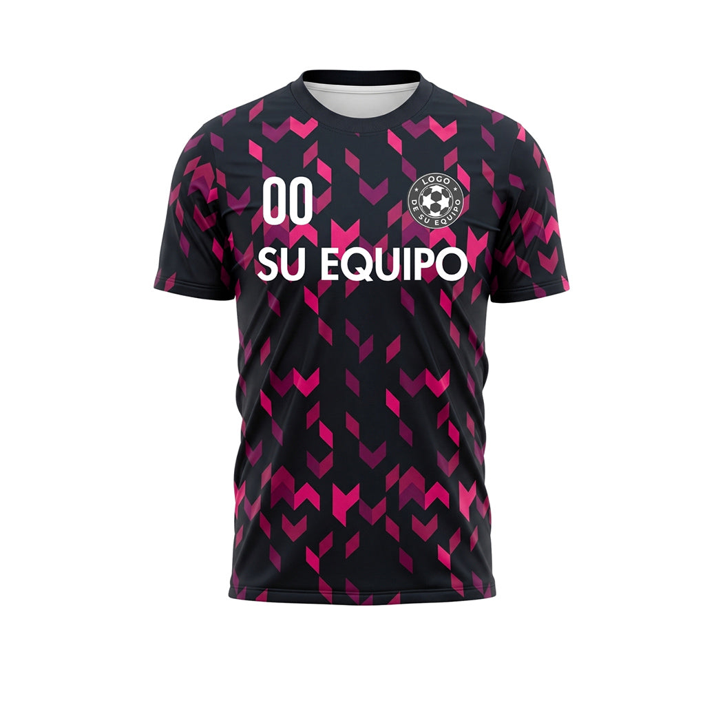 Negro Rosa Flecha Geométrico Motivo Camiseta de Fútbol Personalizada