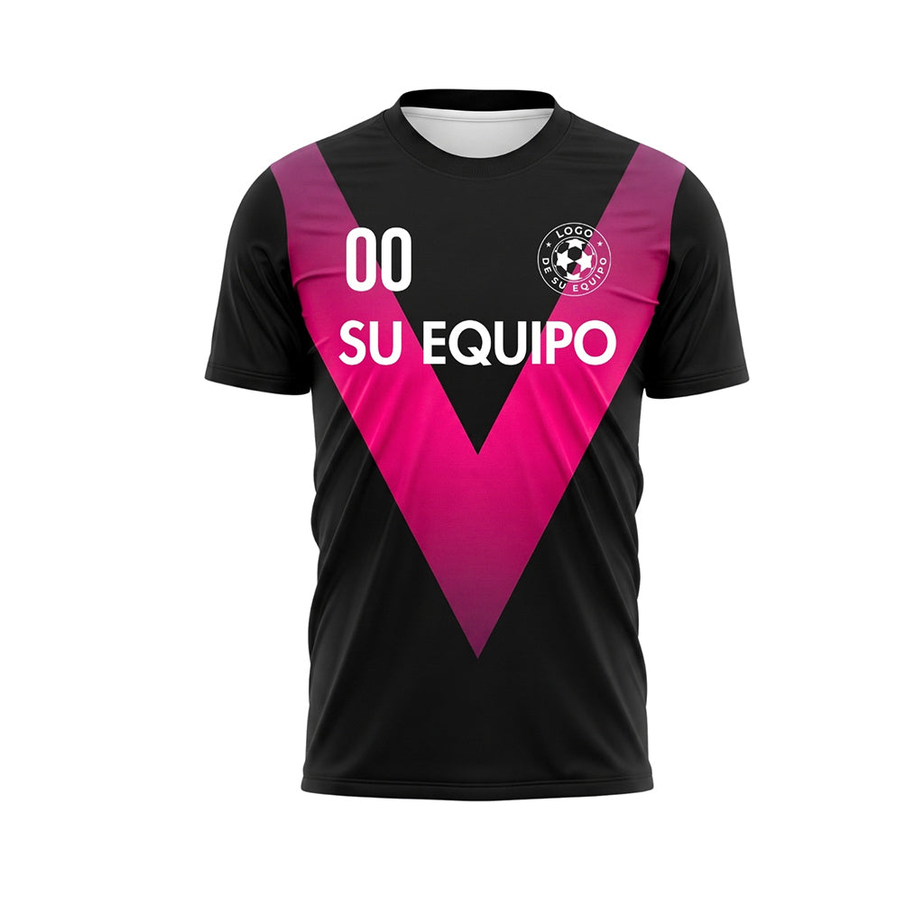 Negro Rosa V Motivo Camiseta de Fútbol Personalizada
