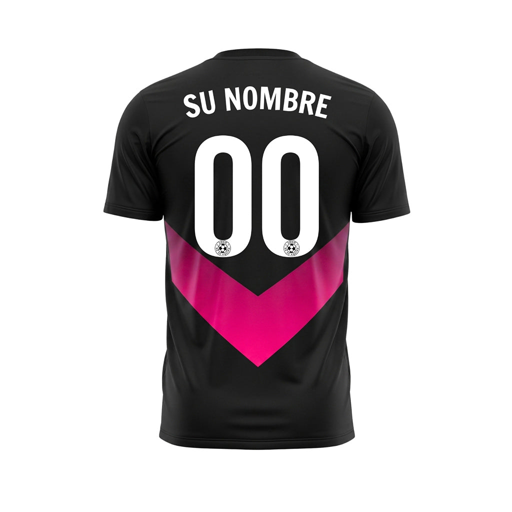 Negro Rosa V Motivo Camiseta de Fútbol Personalizada
