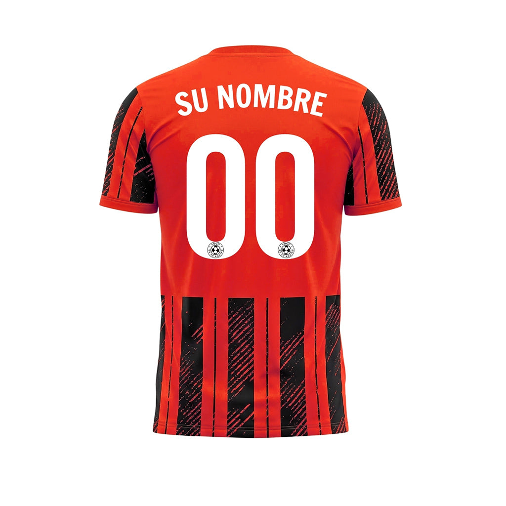 Negro Rojo Moteado Diagonales Rayas Longitudinales Motivo Camiseta de Fútbol Personalizada