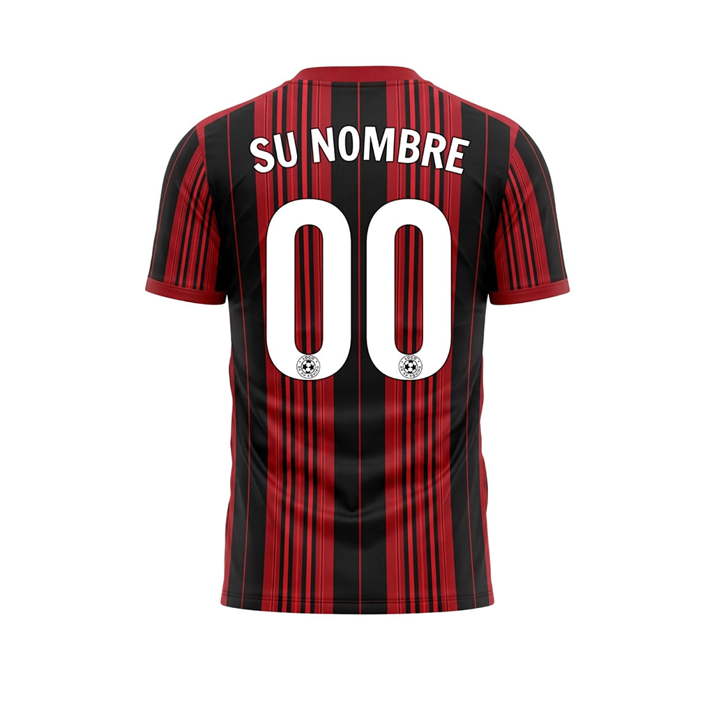 Negro Rojo Rayado Camiseta de Fútbol Personalizada