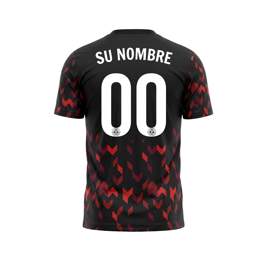 Negro Rojo Flecha Geométrico Motivo Camiseta de Fútbol Personalizada