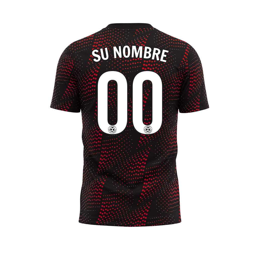 Negro Rojo Puntos Motivo Camiseta de Fútbol Personalizada