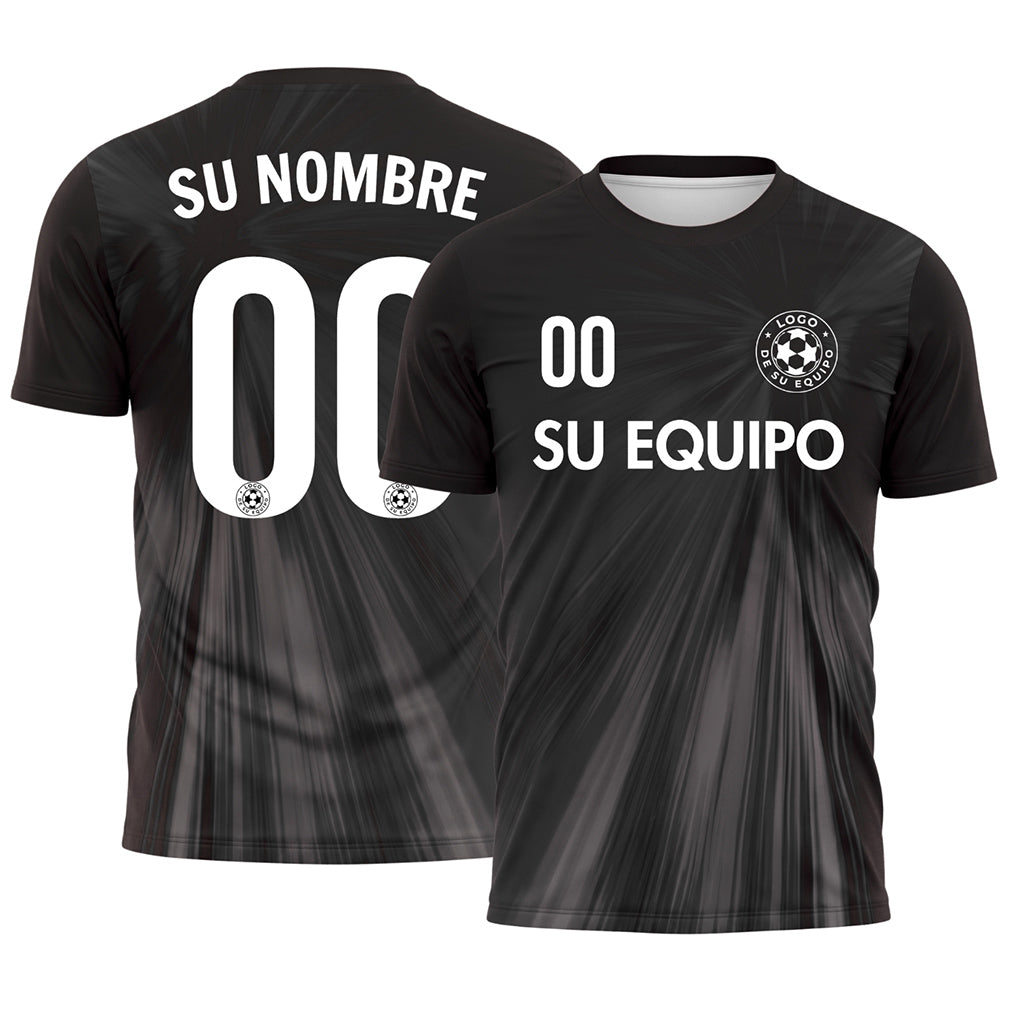 Negro Rayos Efecto Camiseta de Fútbol Personalizada