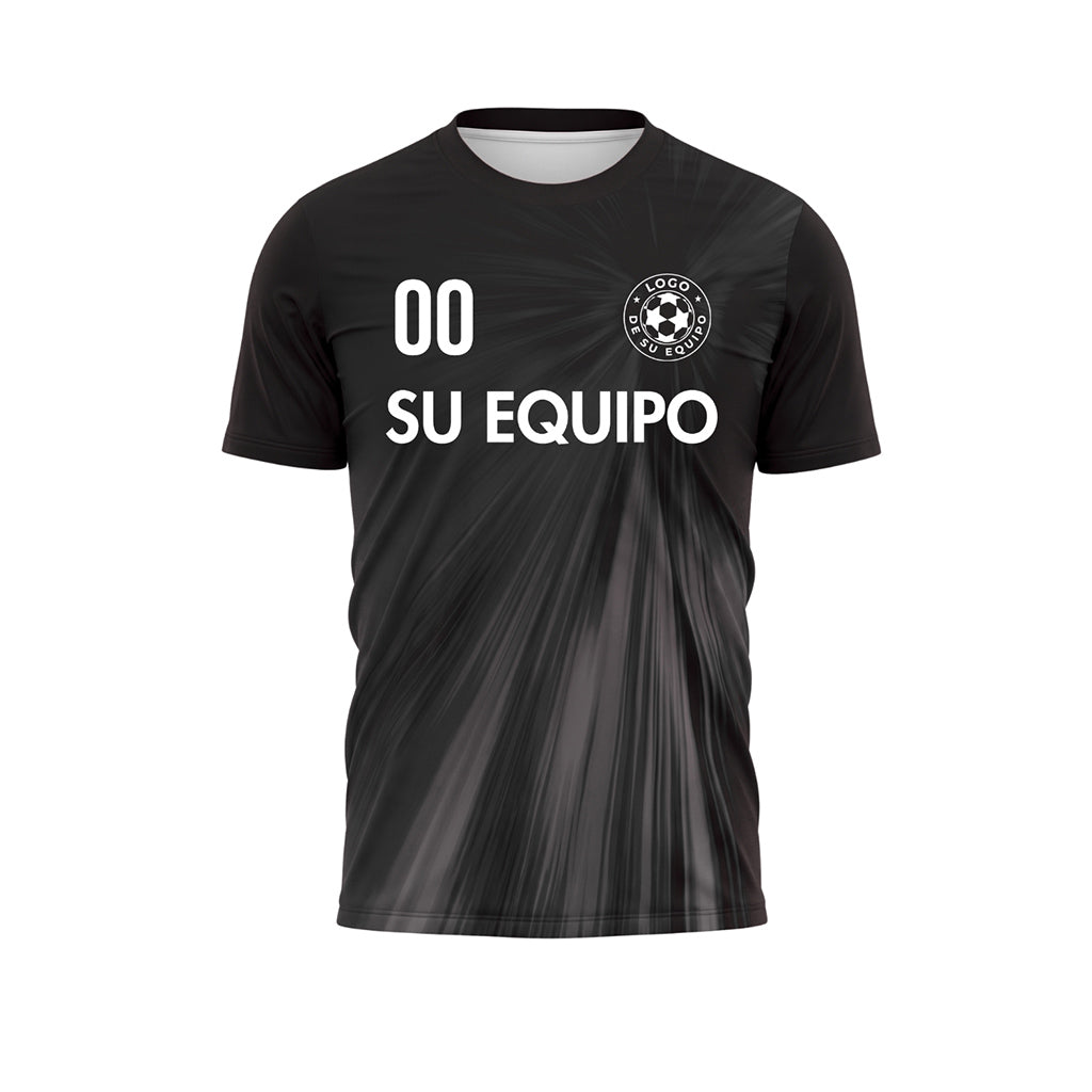 Negro Rayos Efecto Camiseta de Fútbol Personalizada
