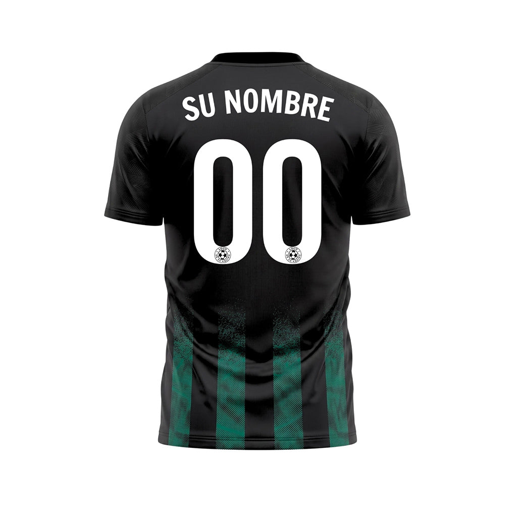 Negro Turquesa Semitono Rayas Camiseta de Fútbol Personalizada