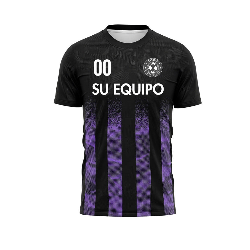 Negro Violeta Semitono Rayas Camiseta de Fútbol Personalizada